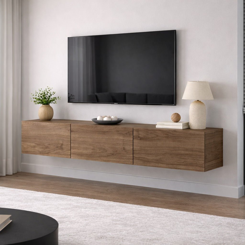 Floating TV Furniture Walnut Melamine - 150x30 cm - West