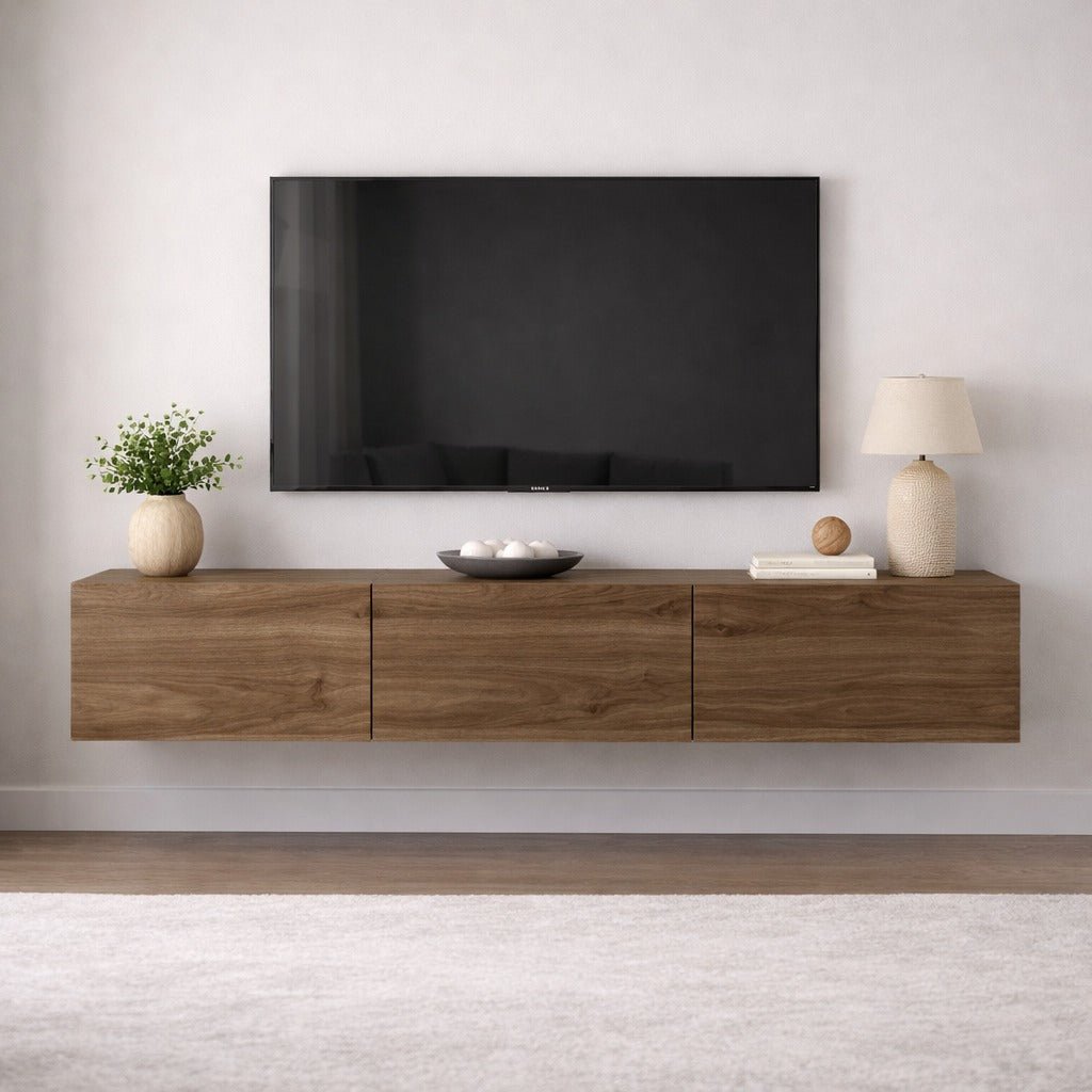 Floating TV Furniture Walnut Melamine - 150x30 cm - West