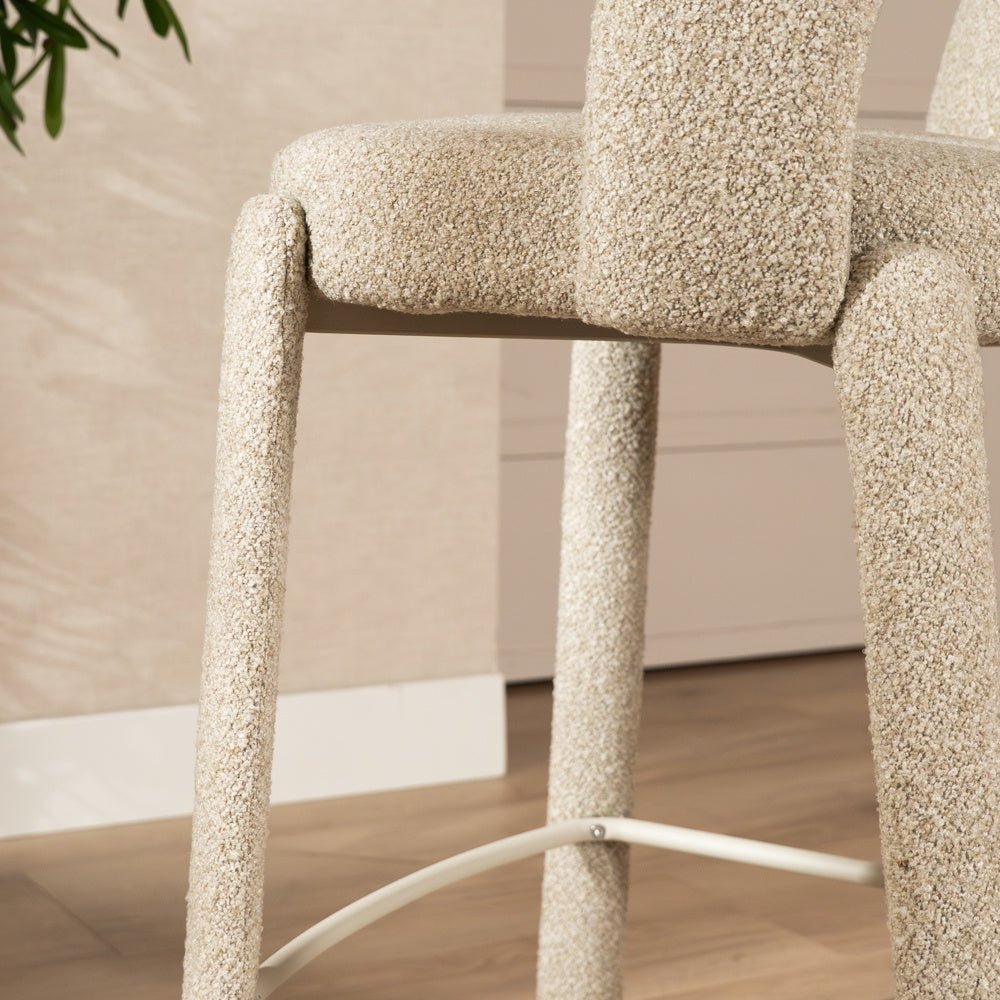Barkruk June bouclé taupe 70 cm Bouclé