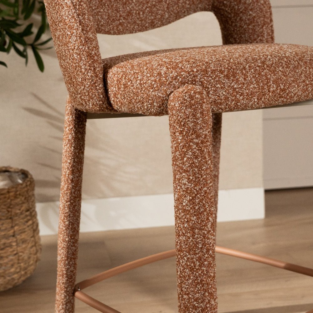 Barkruk June bouclé terracotta 70 cm Bouclé