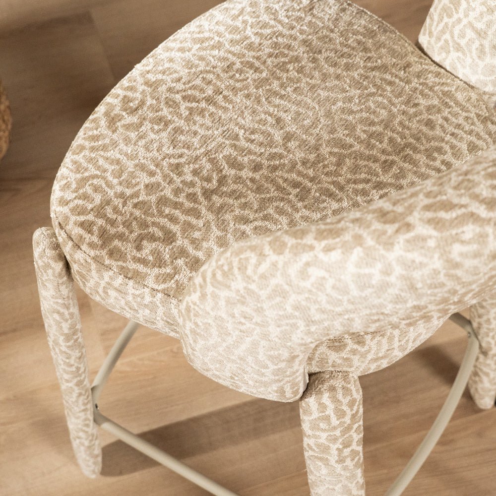 Barkruk Leo taupe leopard 70 cm Bouclé