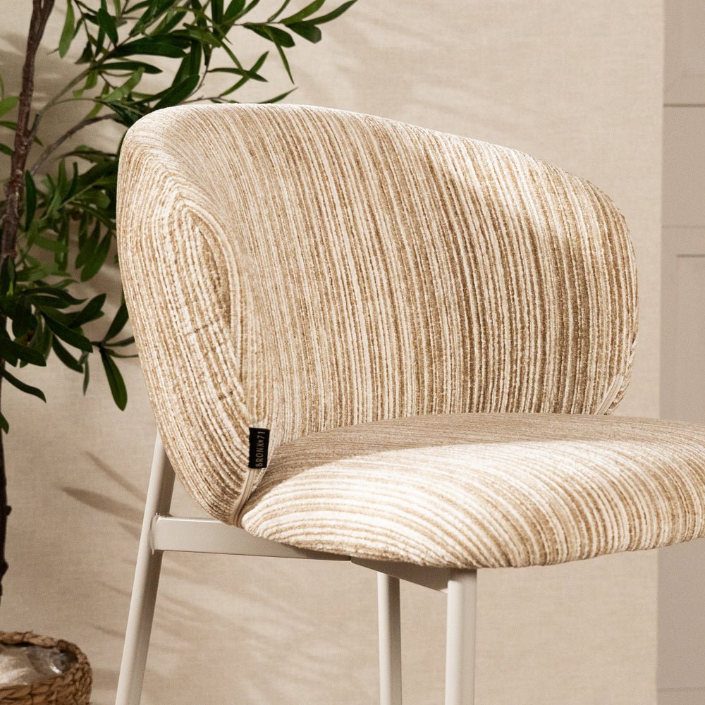 Barkruk Milo chenille beige/taupe 70 cm Textiel