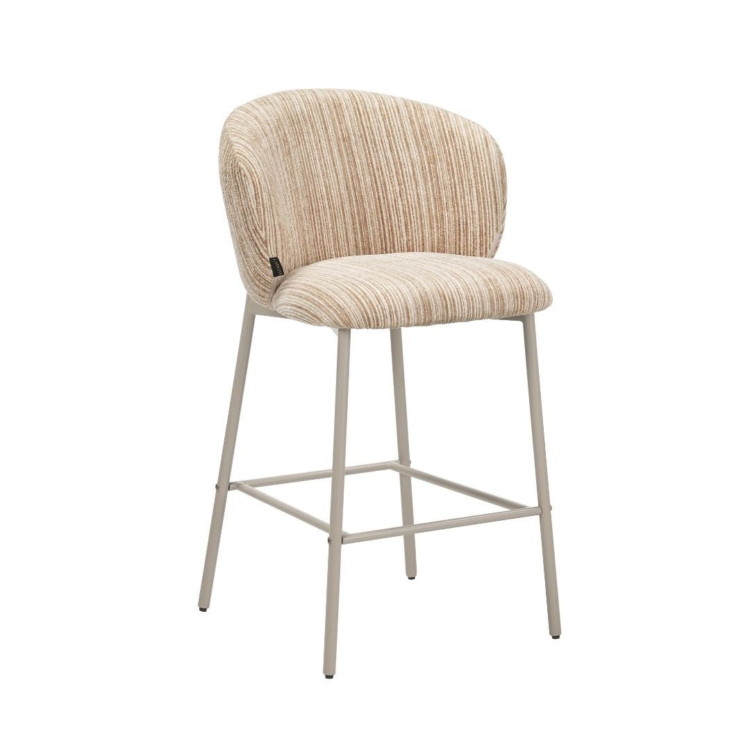 Barkruk Milo chenille beige/taupe 70 cm Textiel