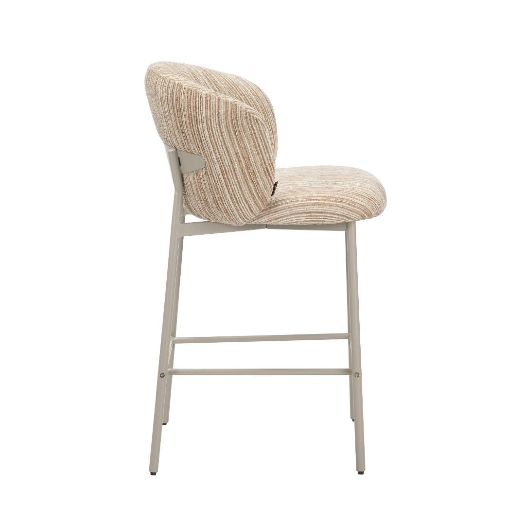 Barkruk Milo chenille beige/taupe 70 cm Textiel