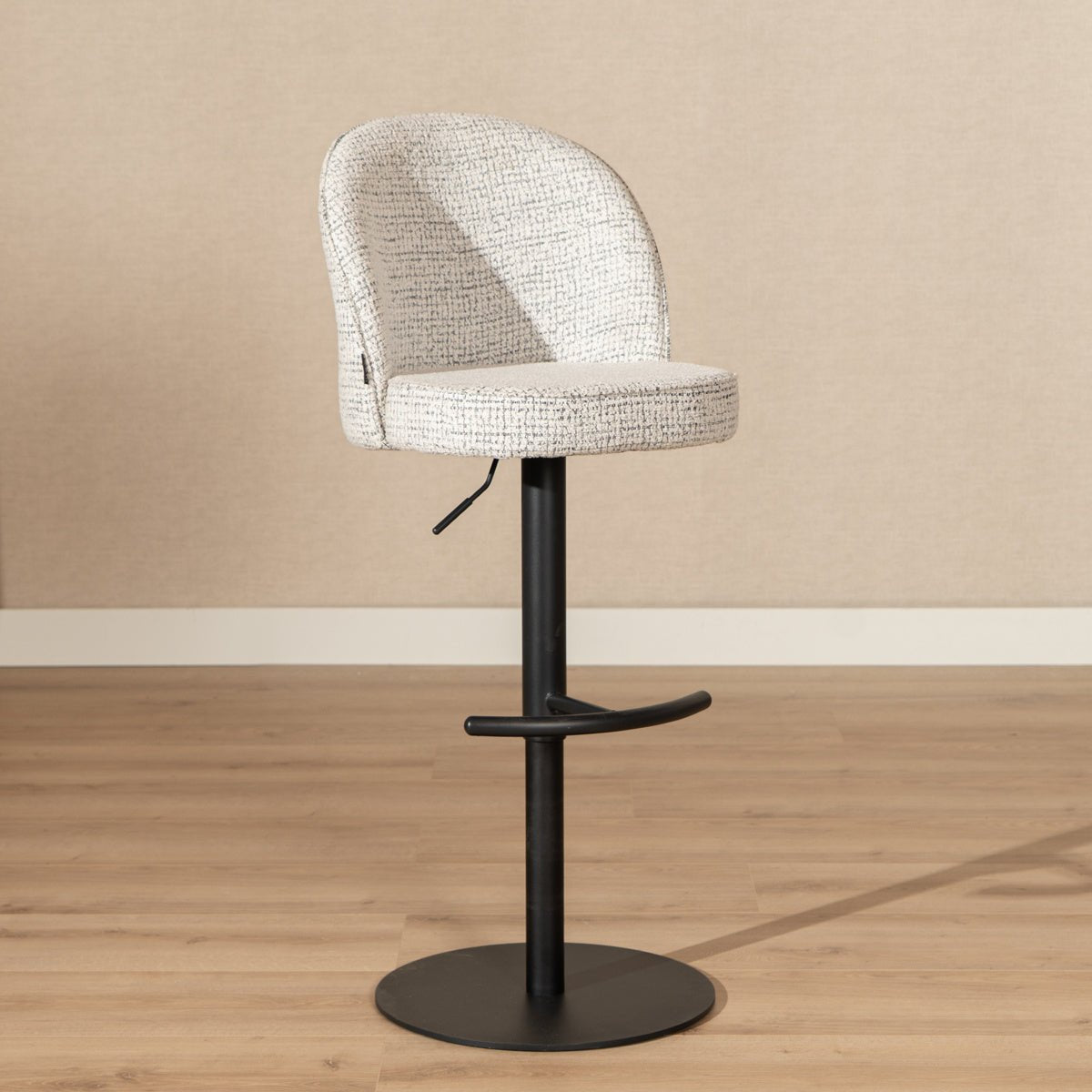 Bar stool Odin mixed fabric off white/black 63-83 cm mixed 48 cm wide