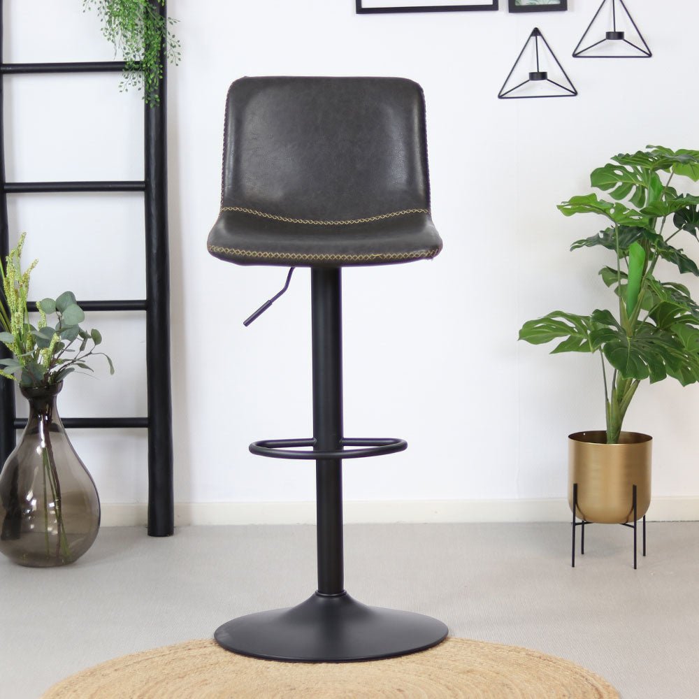 Industrial Bar Stool Texas rotatable eco-leather anthracite 60-76cm 45 cm wide