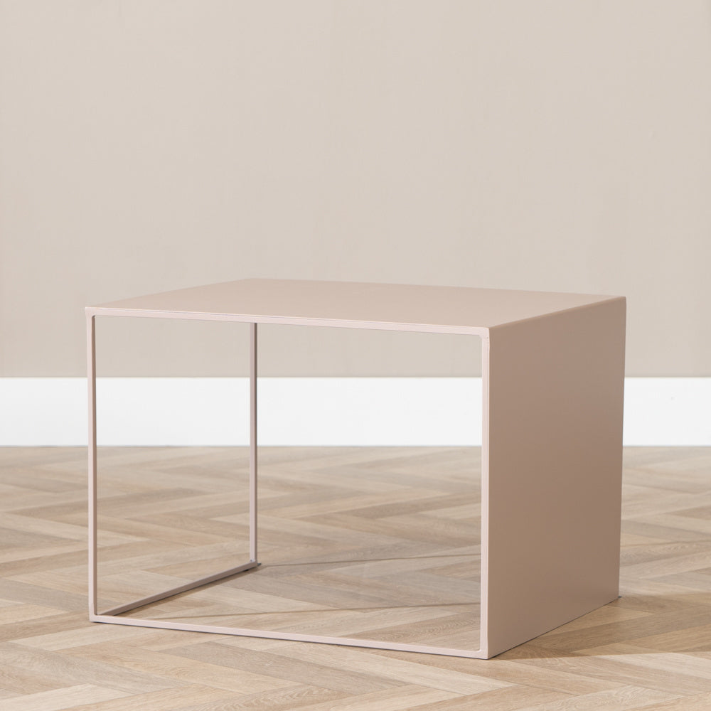 Side table Gianni metal taupe 40 cm high Powder-coated metal