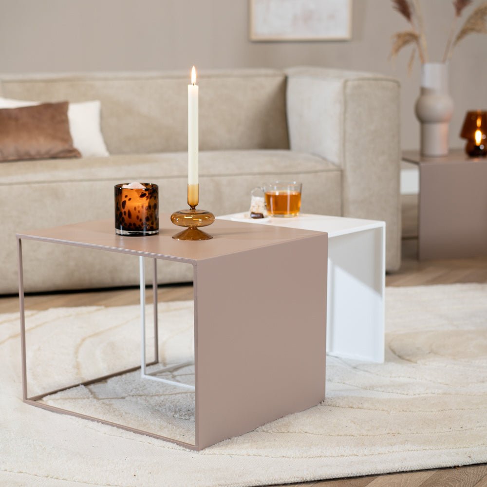 Side table Lucia metal taupe 34 cm high Powder-coated metal