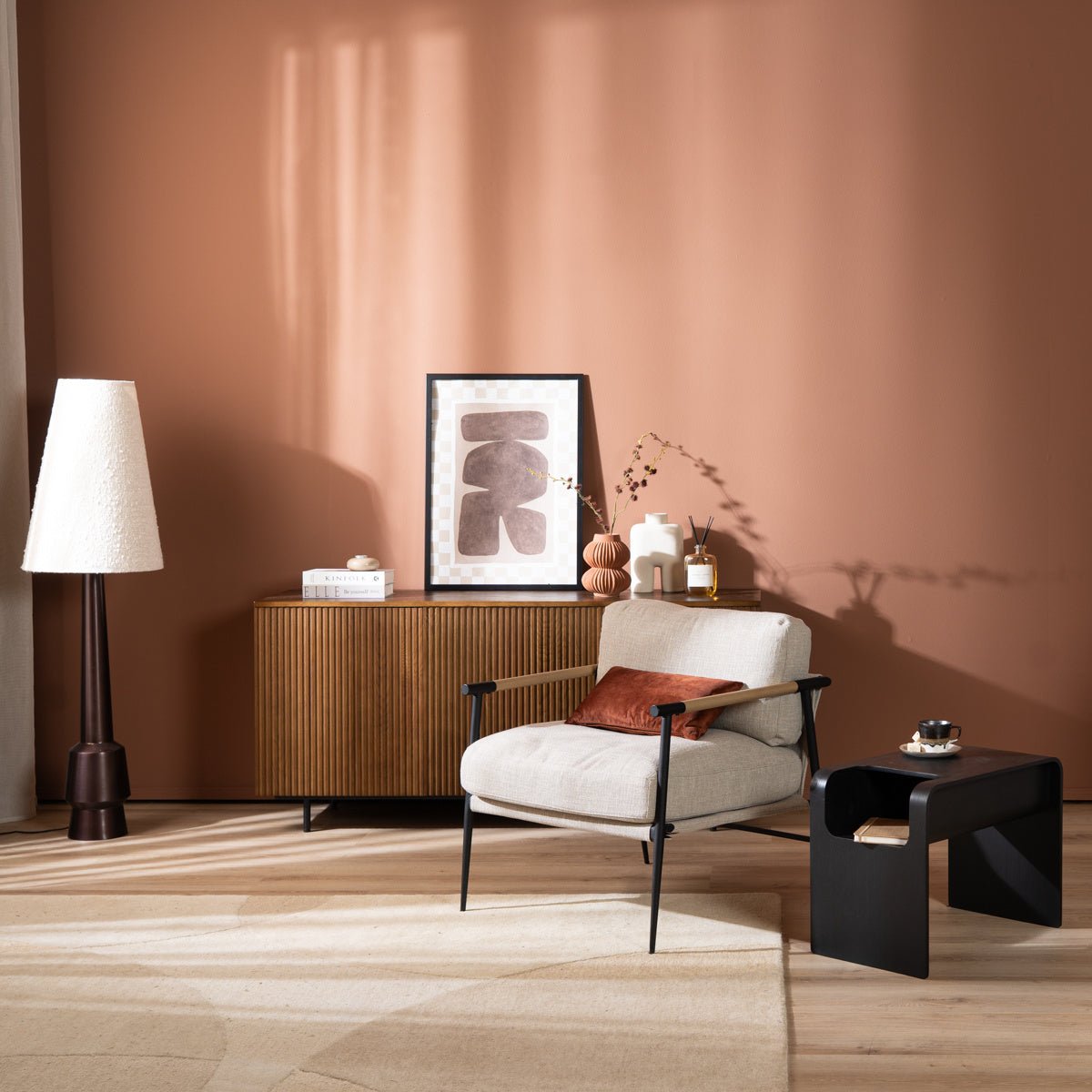Side table/coffee table Isla black oak veneer