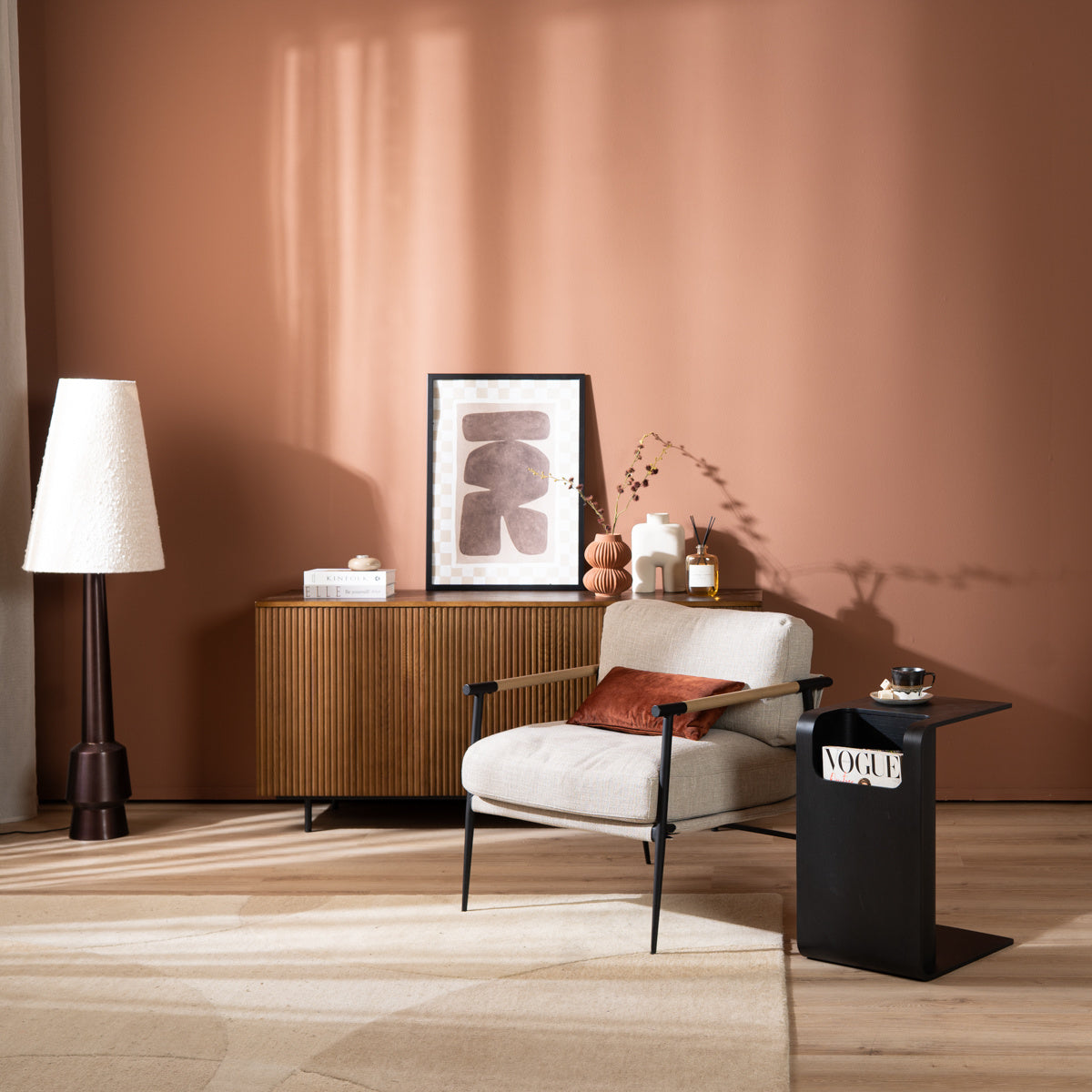 Side table/coffee table Isla black oak veneer