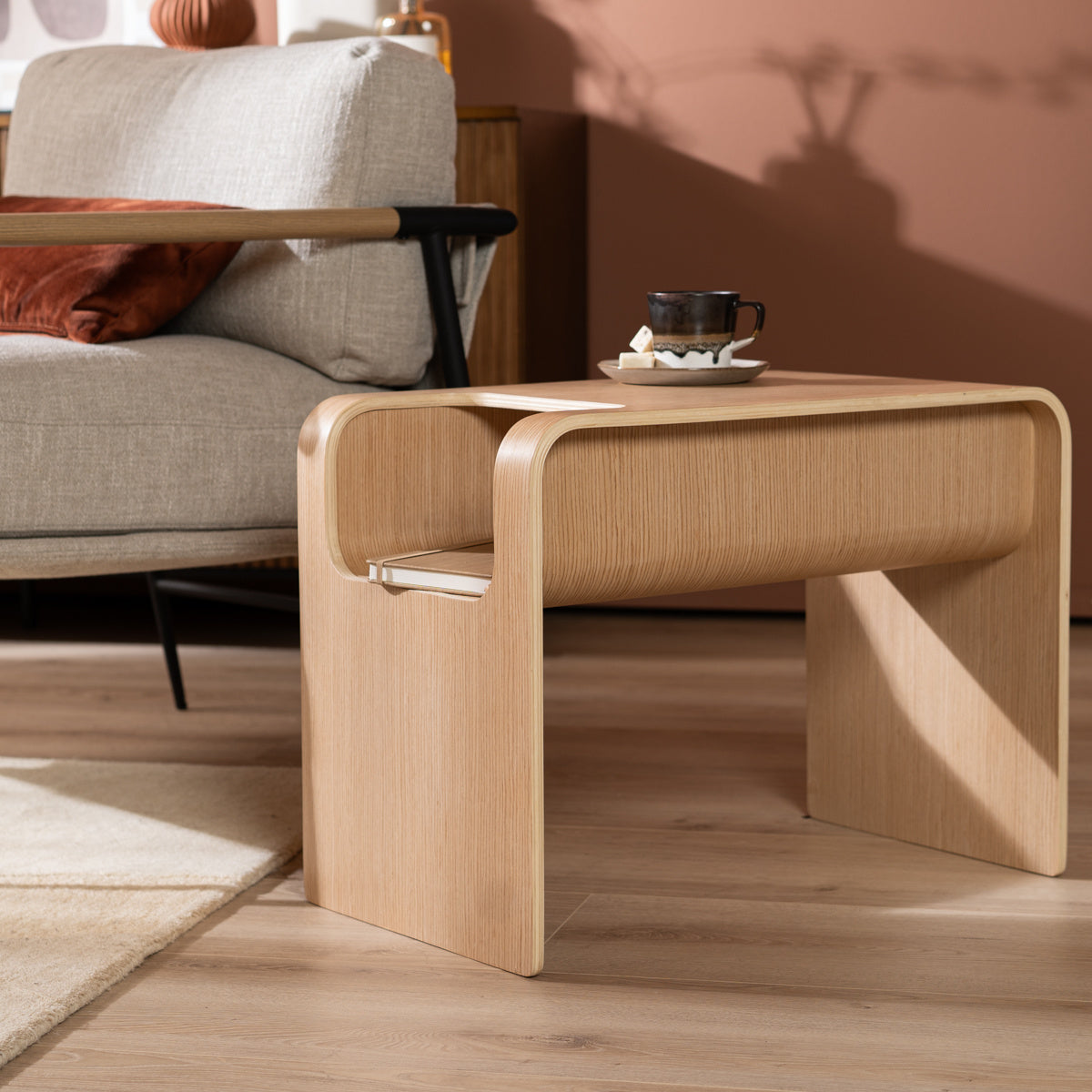 Side table/coffee table Isla natural oak Oak veneer