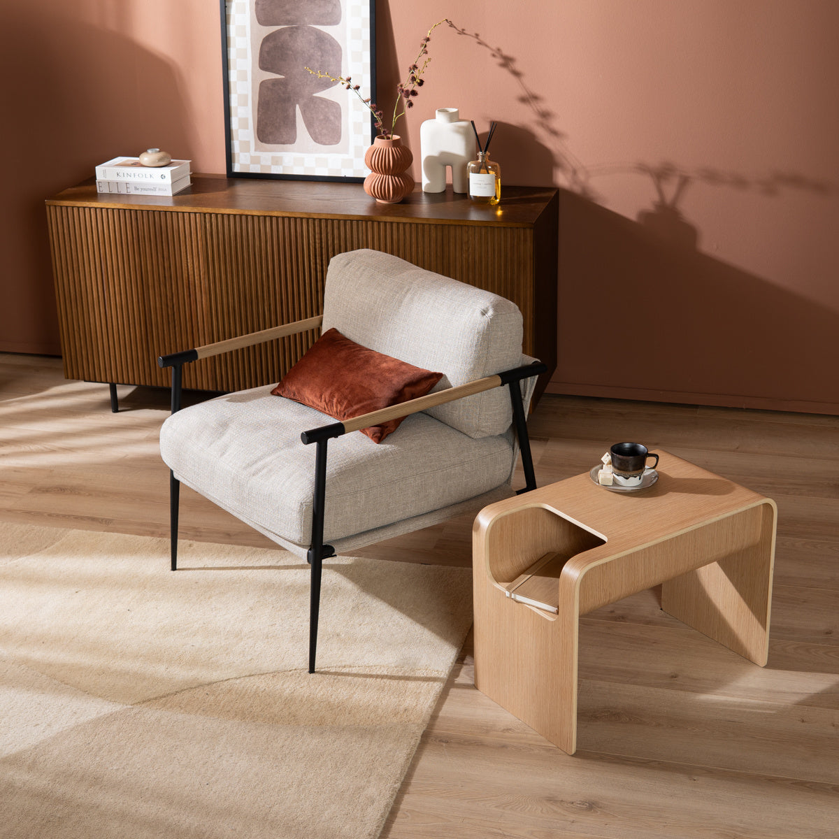 Side table/coffee table Isla natural oak Oak veneer