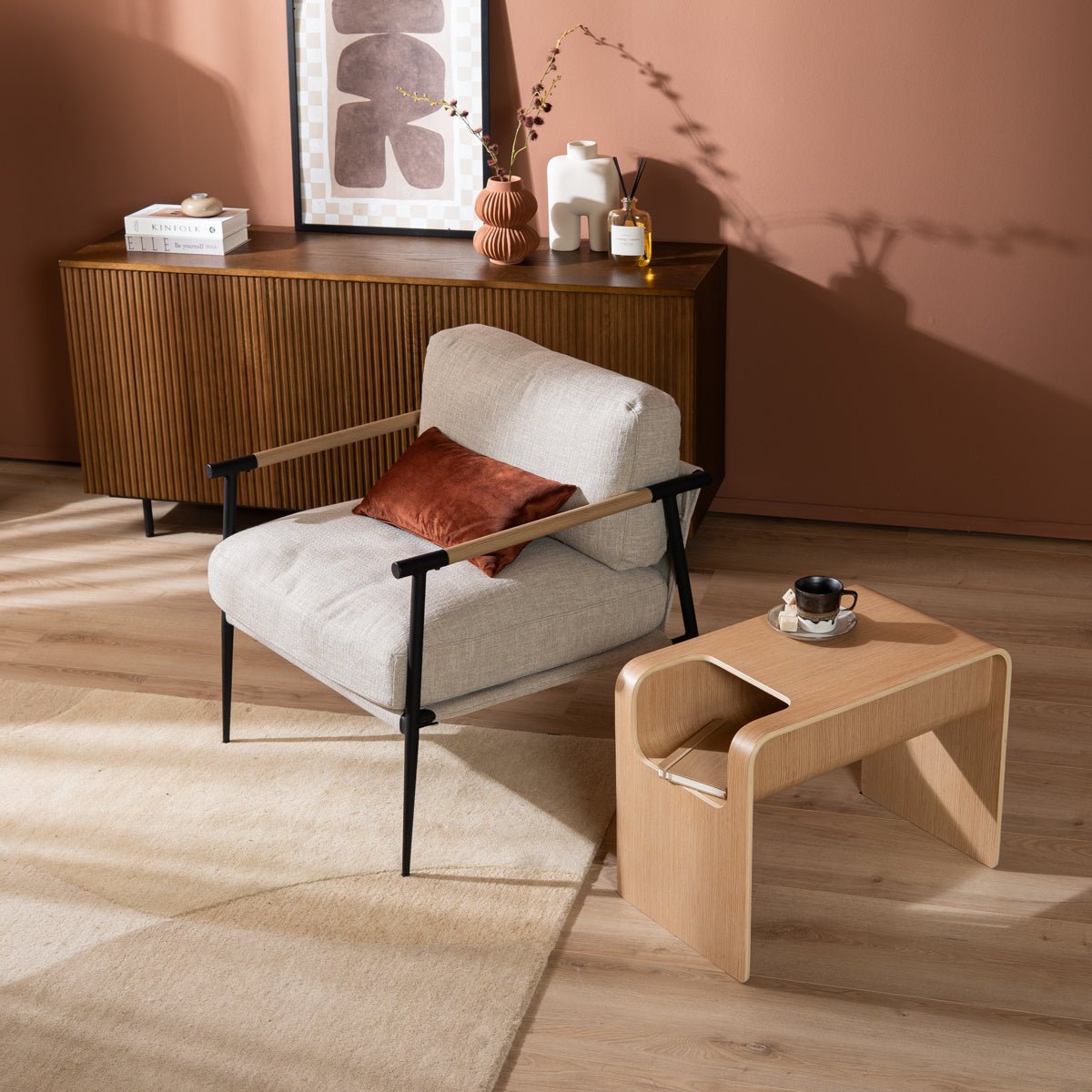 Side table/coffee table Isla natural oak Oak veneer