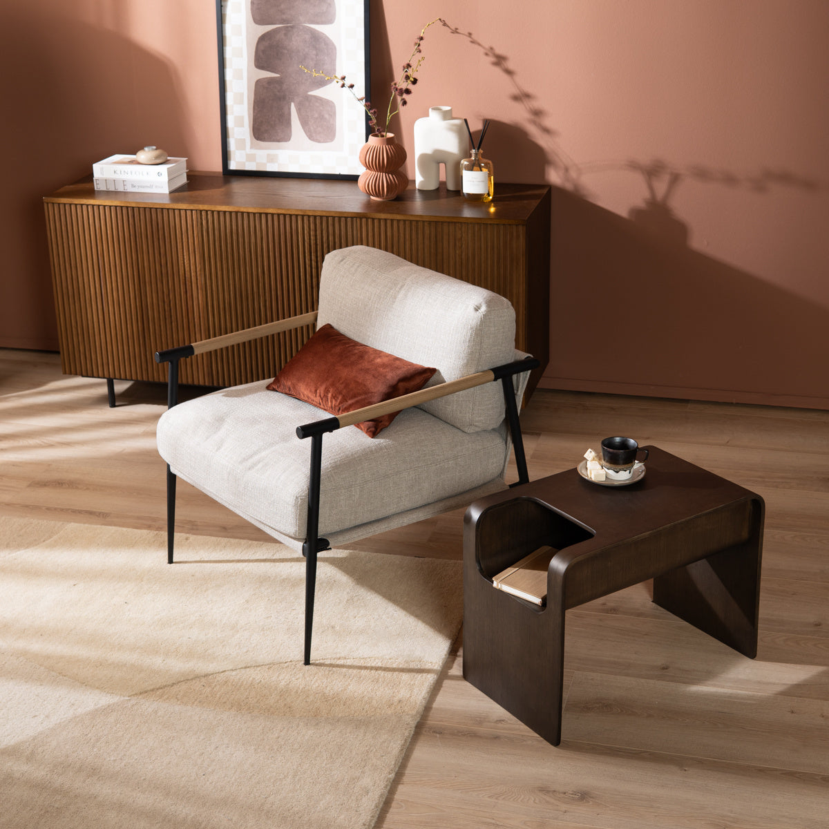 Side table/coffee table Isla walnut Oak veneer