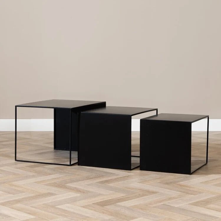 Coffee tables - Side table Bianca metal black 37 cm high Powder-coated metal -Dimehouse
