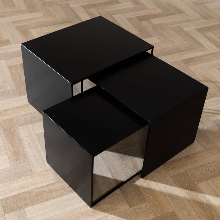 Coffee tables - Side table Bianca metal black 37 cm high Powder-coated metal -Dimehouse