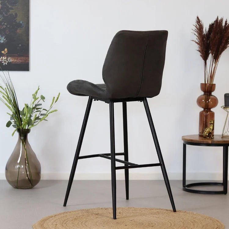 Bar stools-Industrial bar stool Morris anthracite 71 cm Microfibre-Dimehouse