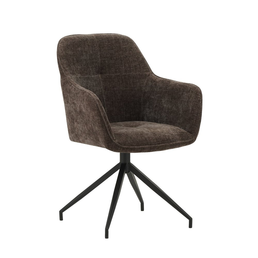 Dining room chair Camiel Dimehouse Brown LxWxH 62x61x54 Fabric White photo diagonal front view