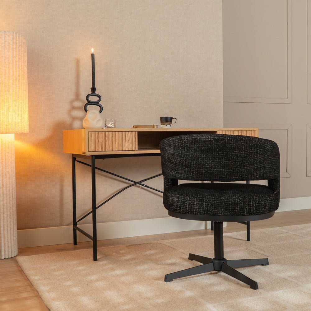 Swivel armchair Gino mixed fabric black - image 3