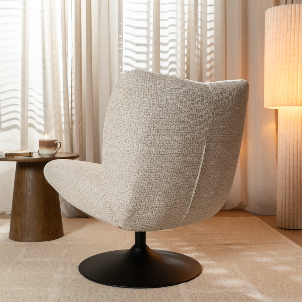 Swivel armchair Moira mottled fabric beige - image 2