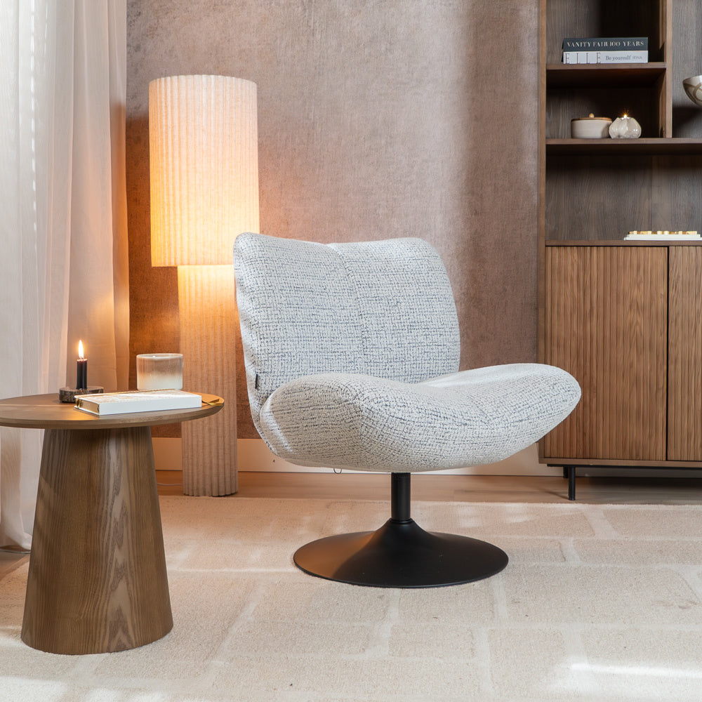 Swivel armchair Moira mixed fabric off white/black - image 3