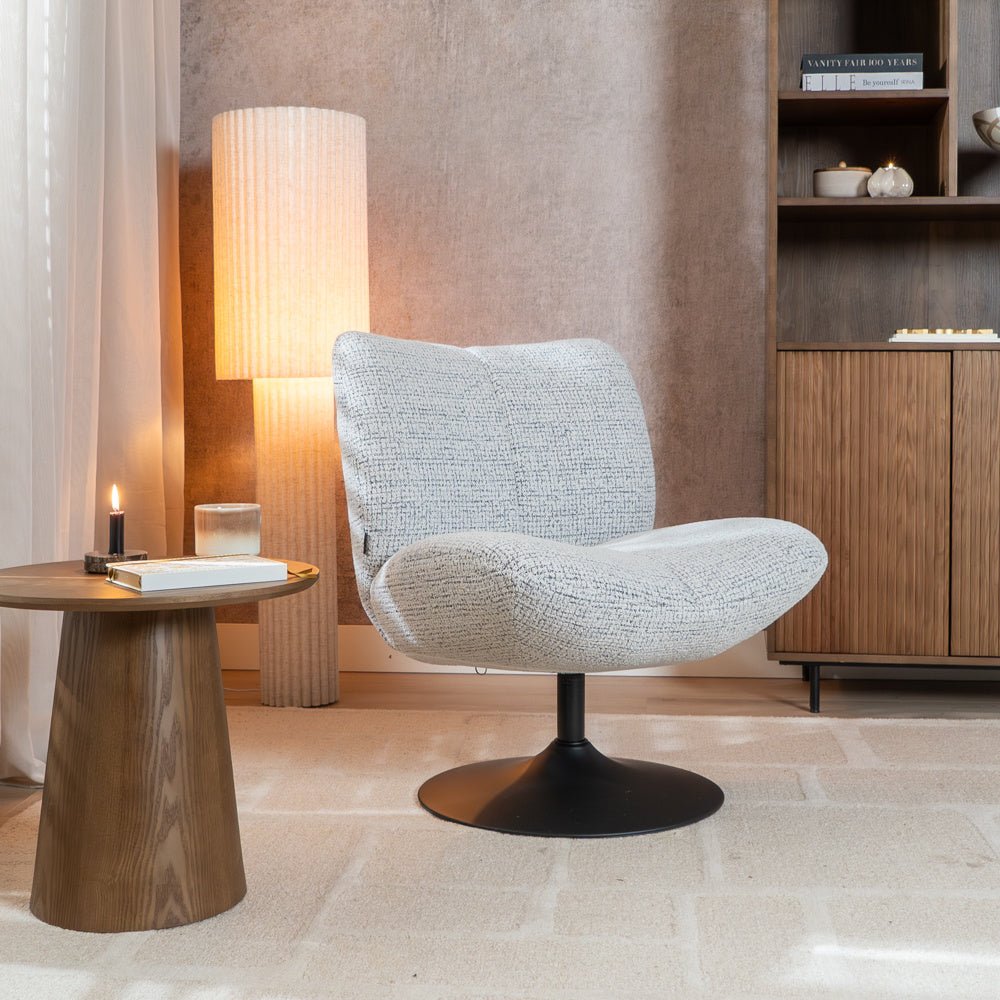 Swivel armchair Moira mixed fabric off white/black - image 3
