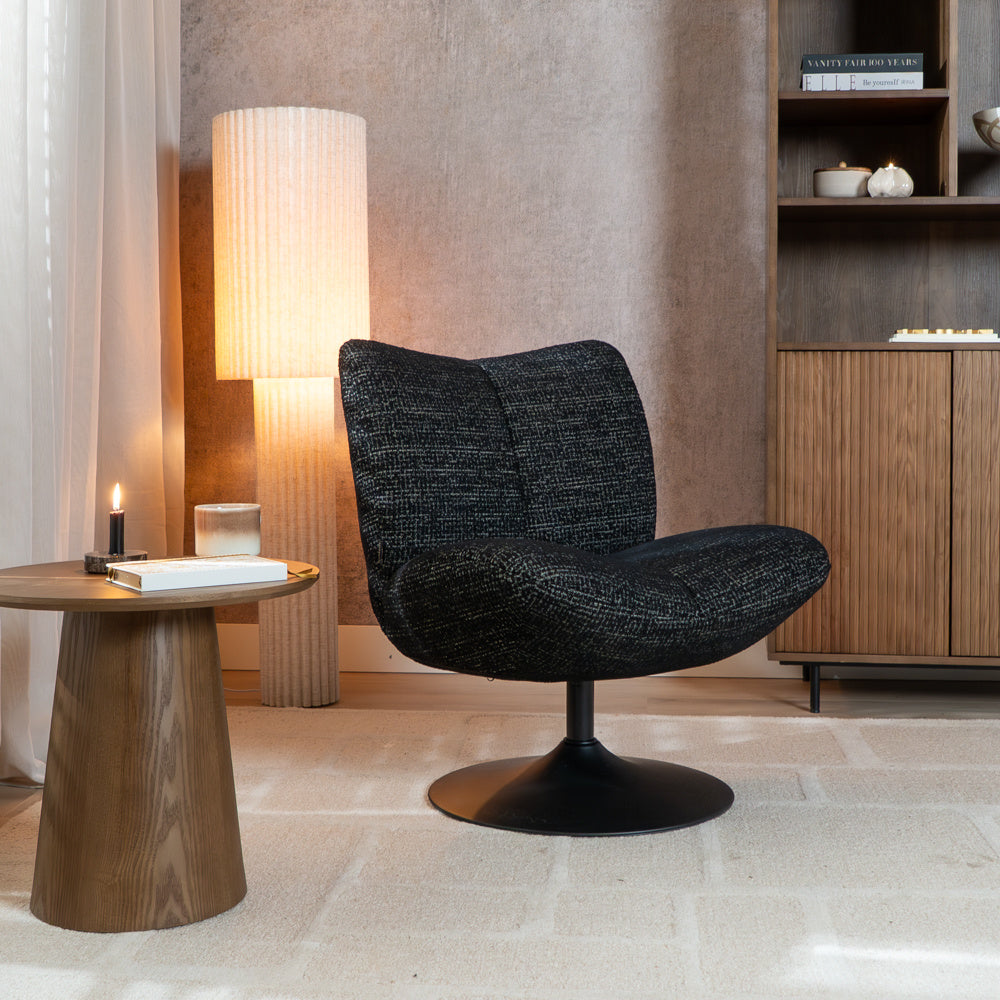 Swivel armchair Moira mixed fabric black - image 3