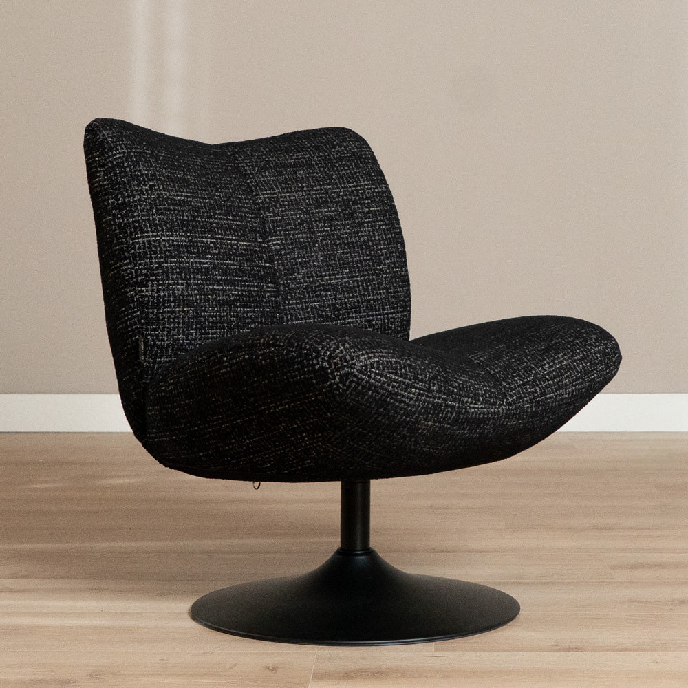 Swivel armchair Moira mixed fabric black - image 1