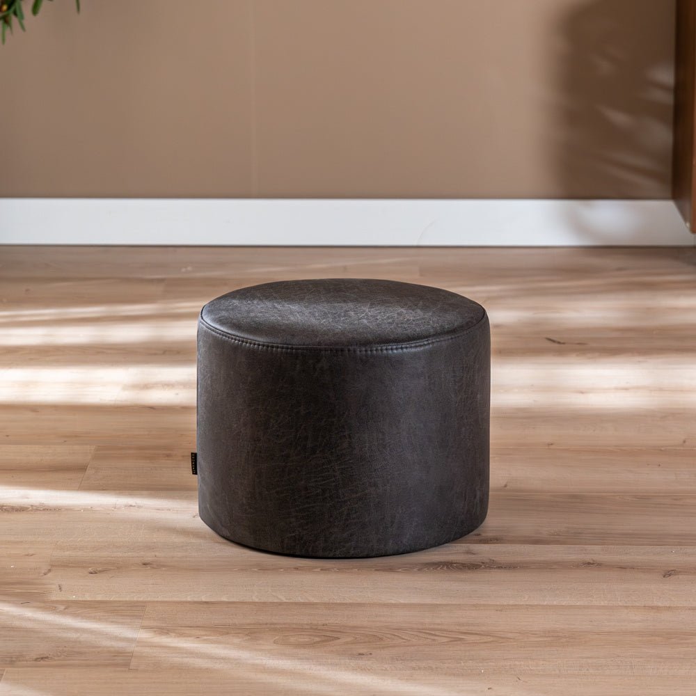 Eco-leather pouf Kyla anthracite Eco-leather