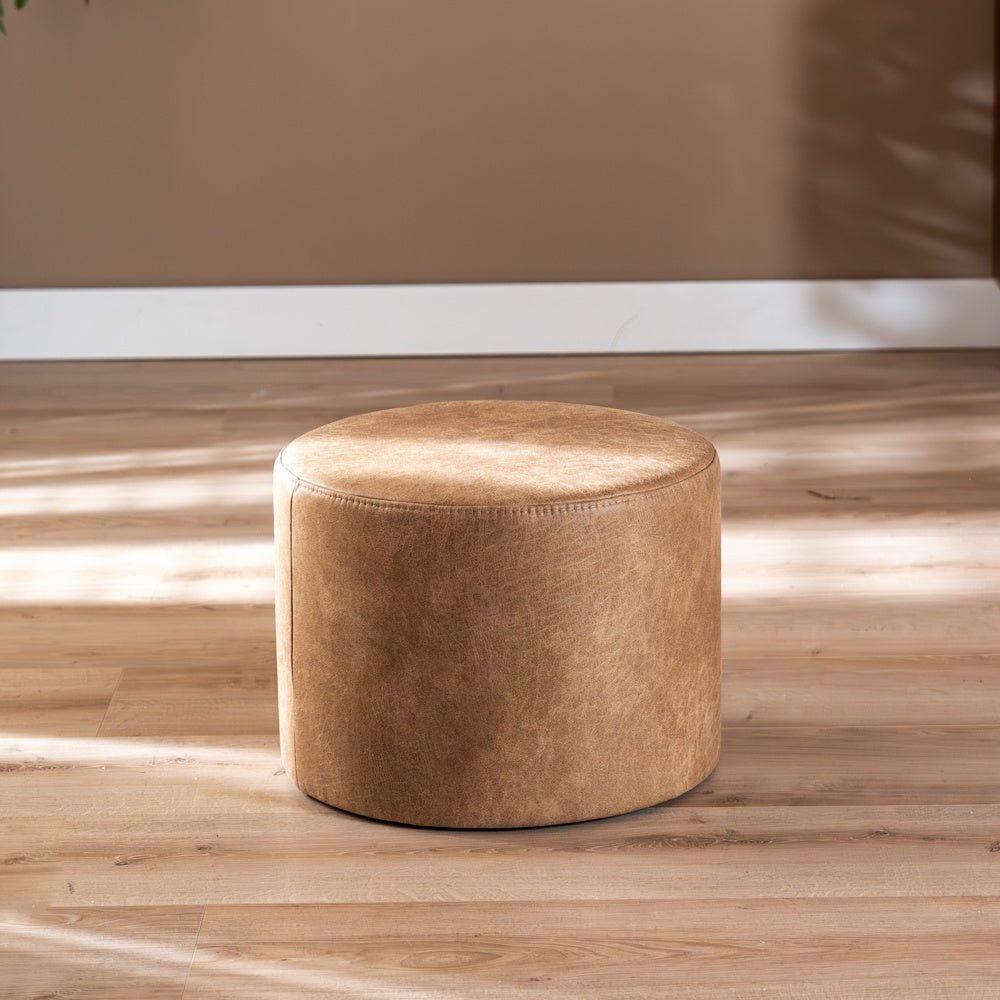Eco-leather pouf Kyla beige Eco-leather