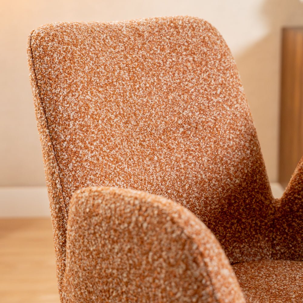 Eetkamerstoel Alex draaibaar bouclé terracotta Bouclé