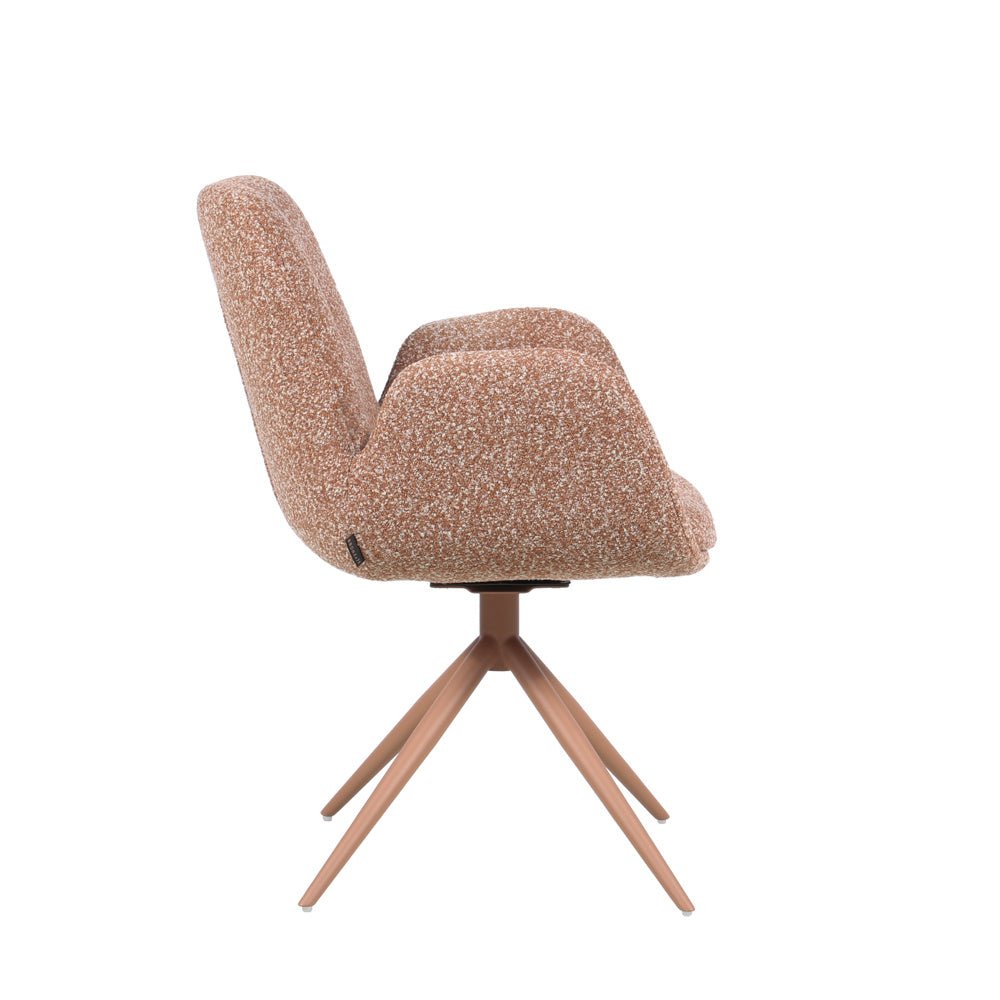 Eetkamerstoel Alex draaibaar bouclé terracotta Bouclé