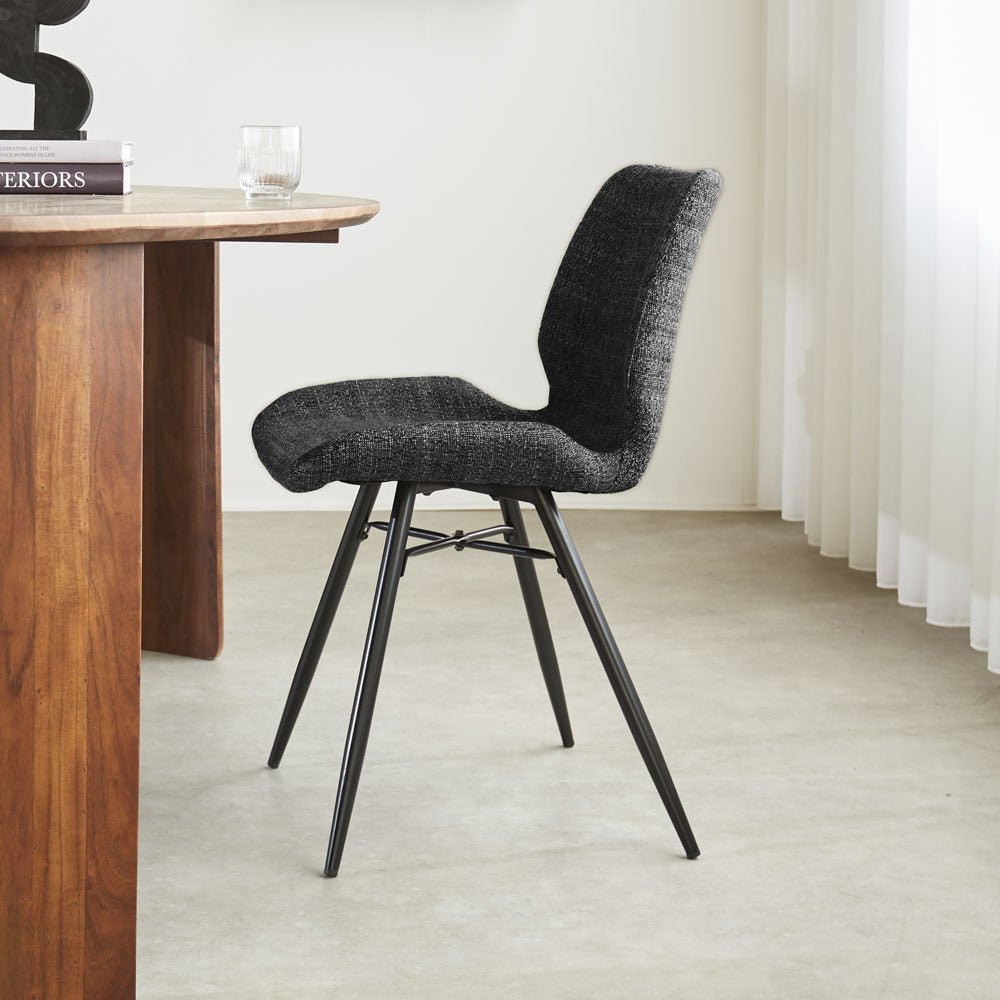 Dining room chair Beau chenille Dimehouse Anthracite LxWxH 72x68x50 Fabric Atmospheric photo side view
