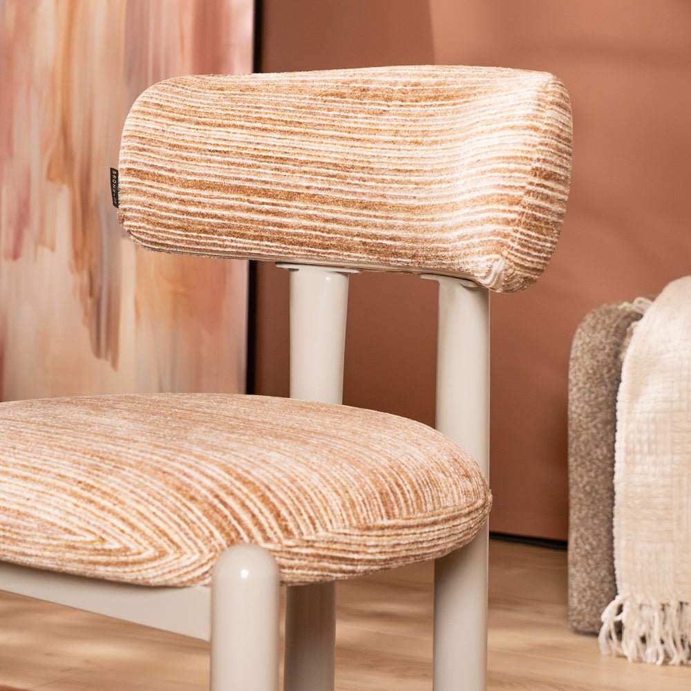 Eetkamerstoel Bolt chenille beige/pink Roze Textiel