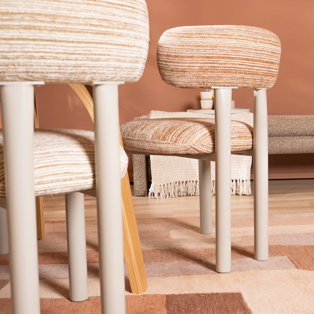 Eetkamerstoel Bolt chenille beige/pink Roze Textiel