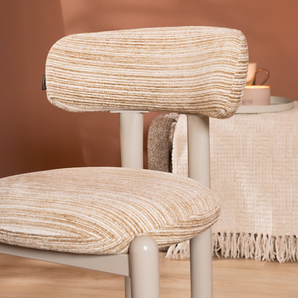 Eetkamerstoel Bolt chenille beige/taupe Textiel