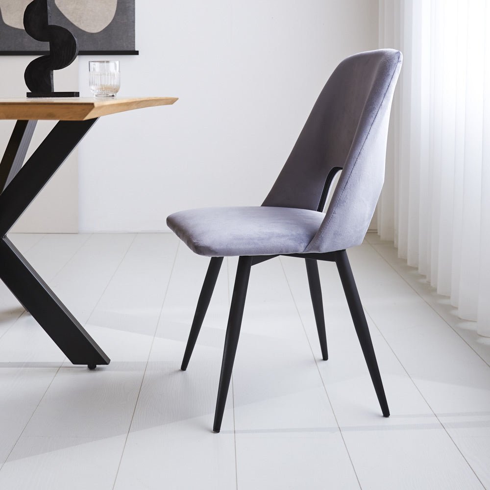 Dining room chair Mila Dimehouse Gray LxWxH 66x57x49 Fabric Atmospheric photo side view