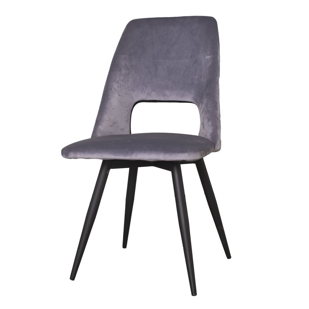 Dining room chair Mila Dimehouse Gray LxWxH 66x57x49 Fabric White photo diagonal front view
