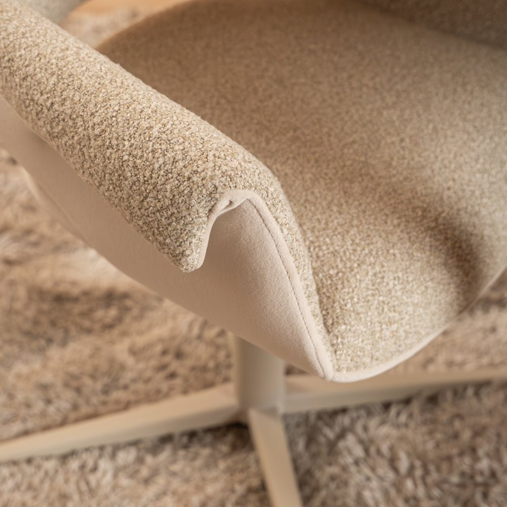Eetkamerstoel Jules draaibaar bouclé taupe Bouclé