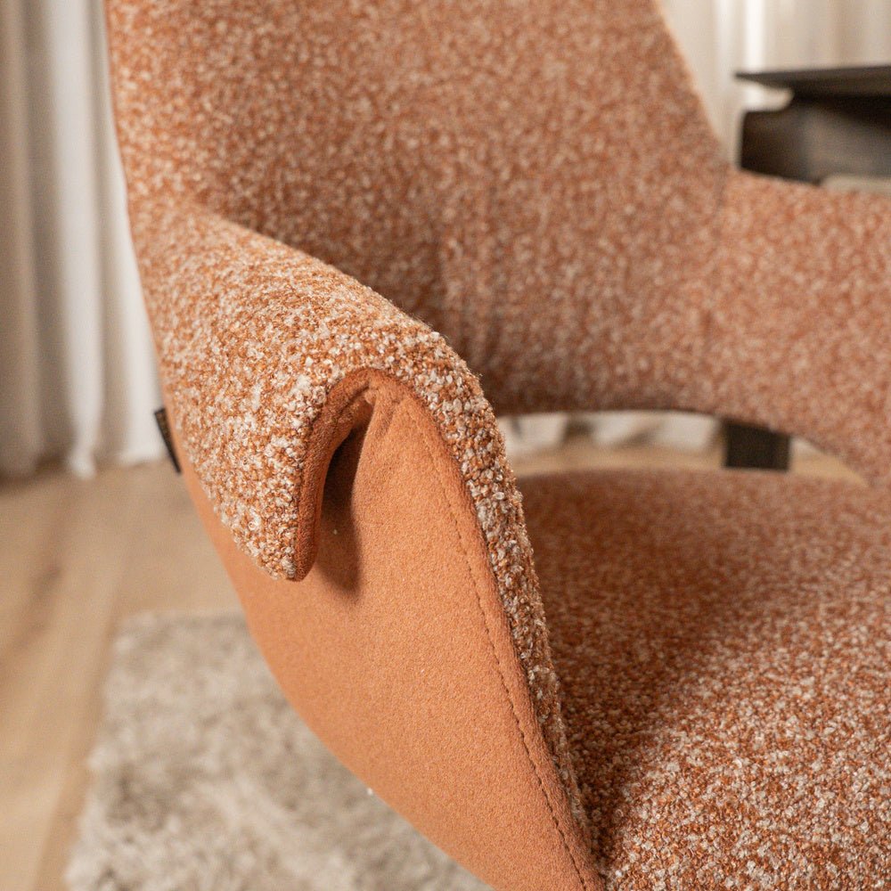 Eetkamerstoel Jules draaibaar bouclé terracotta Bouclé