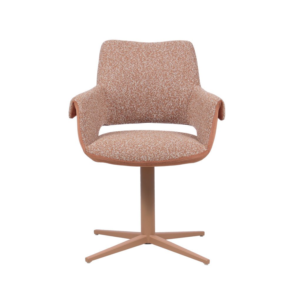 Eetkamerstoel Jules draaibaar bouclé terracotta Bouclé