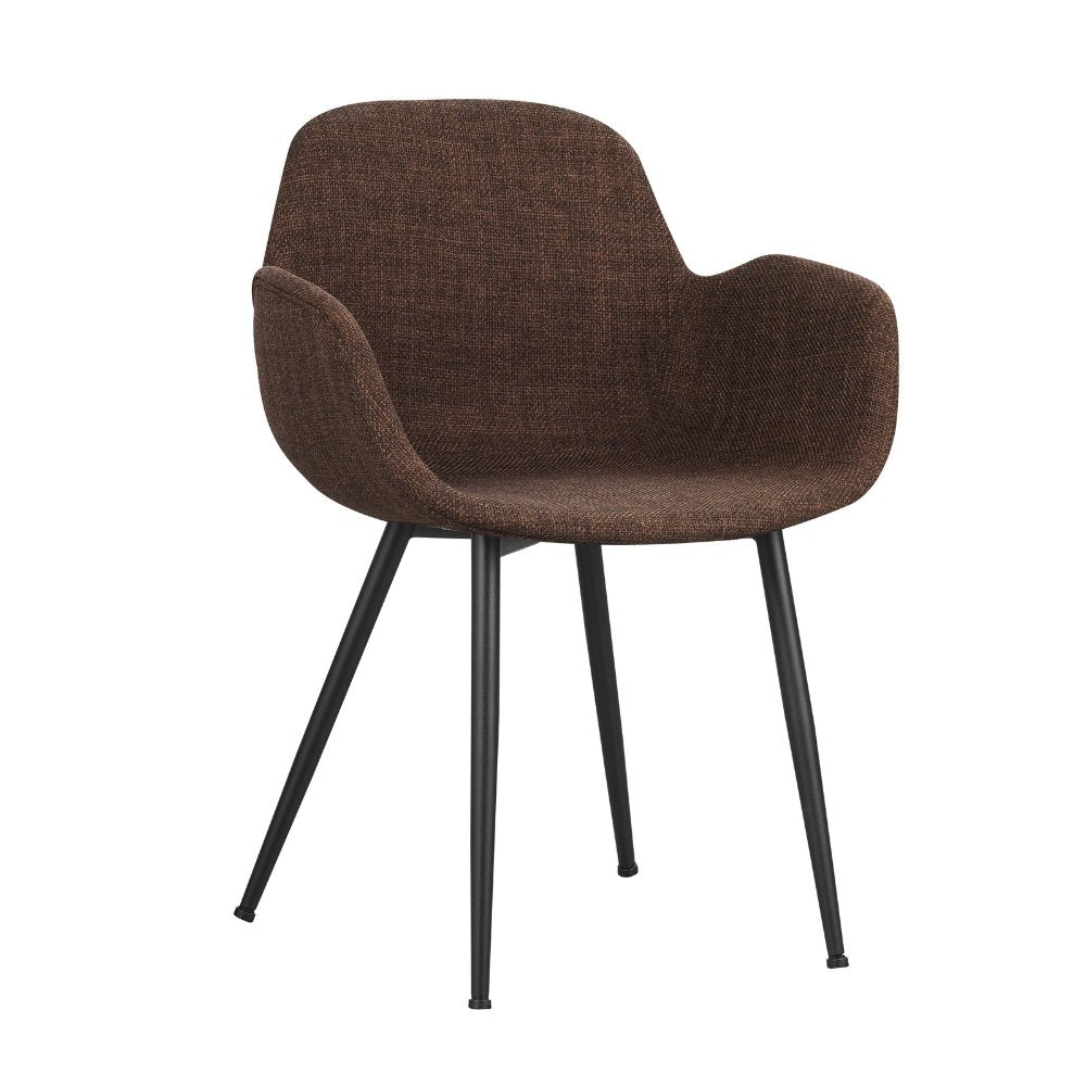 Dining room chair Mick Dimehouse Brown LxWxH 64x62x59 Fabric White photo diagonal front view