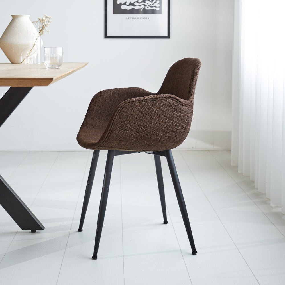 Dining room chair Mick Dimehouse Brown LxWxH 64x62x59 Fabric Atmospheric photo side view