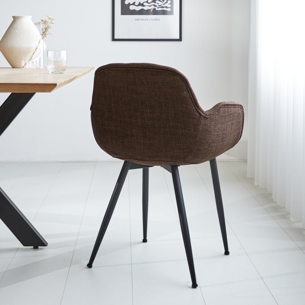 Dining room chair Mick Dimehouse Brown LxWxH 64x62x59 Fabric Atmospheric photo diagonal rear view
