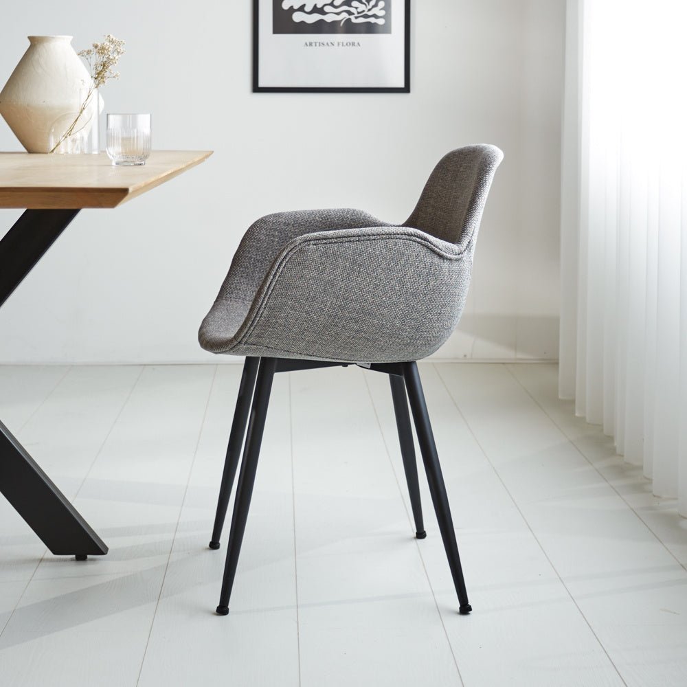 Dining room chair Mick Dimehouse Gray LxWxH 64x62x59 Fabric Atmospheric photo side view