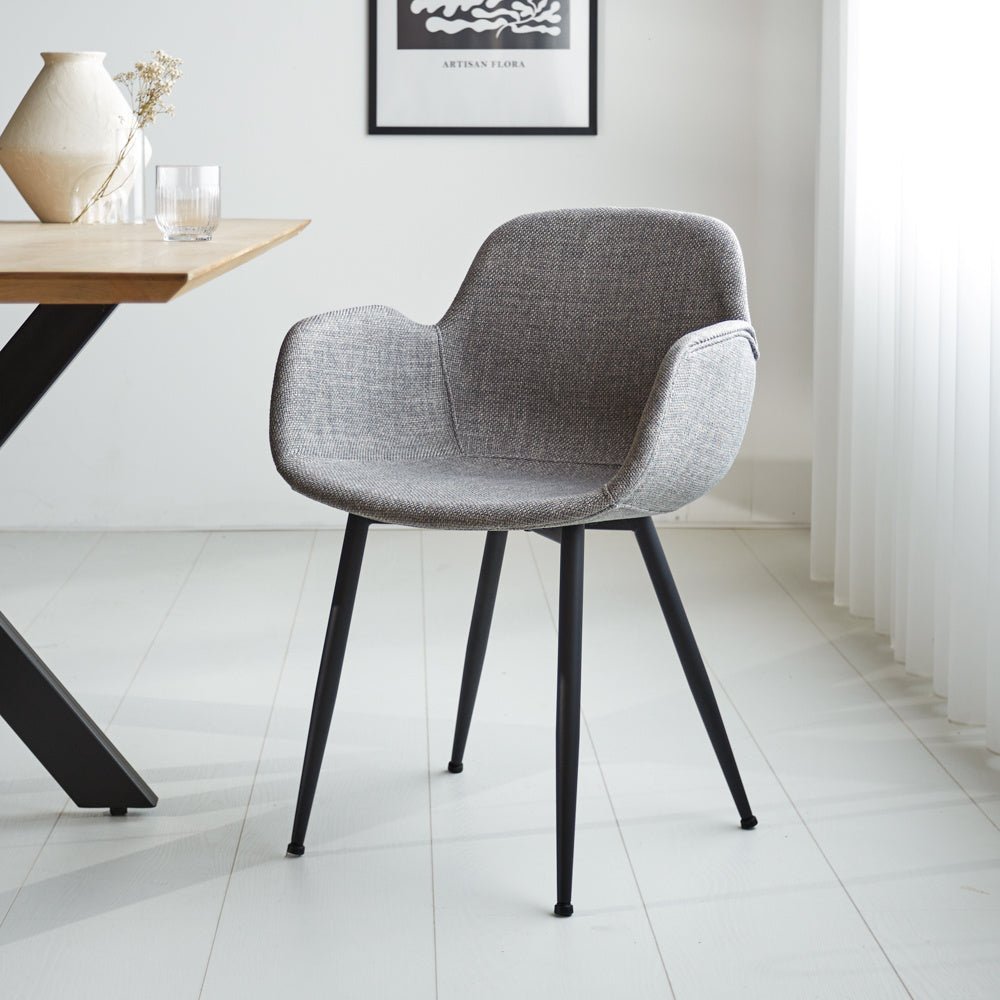 Dining room chair Mick Dimehouse Gray LxWxH 64x62x59 Fabric Atmospheric photo diagonal front view