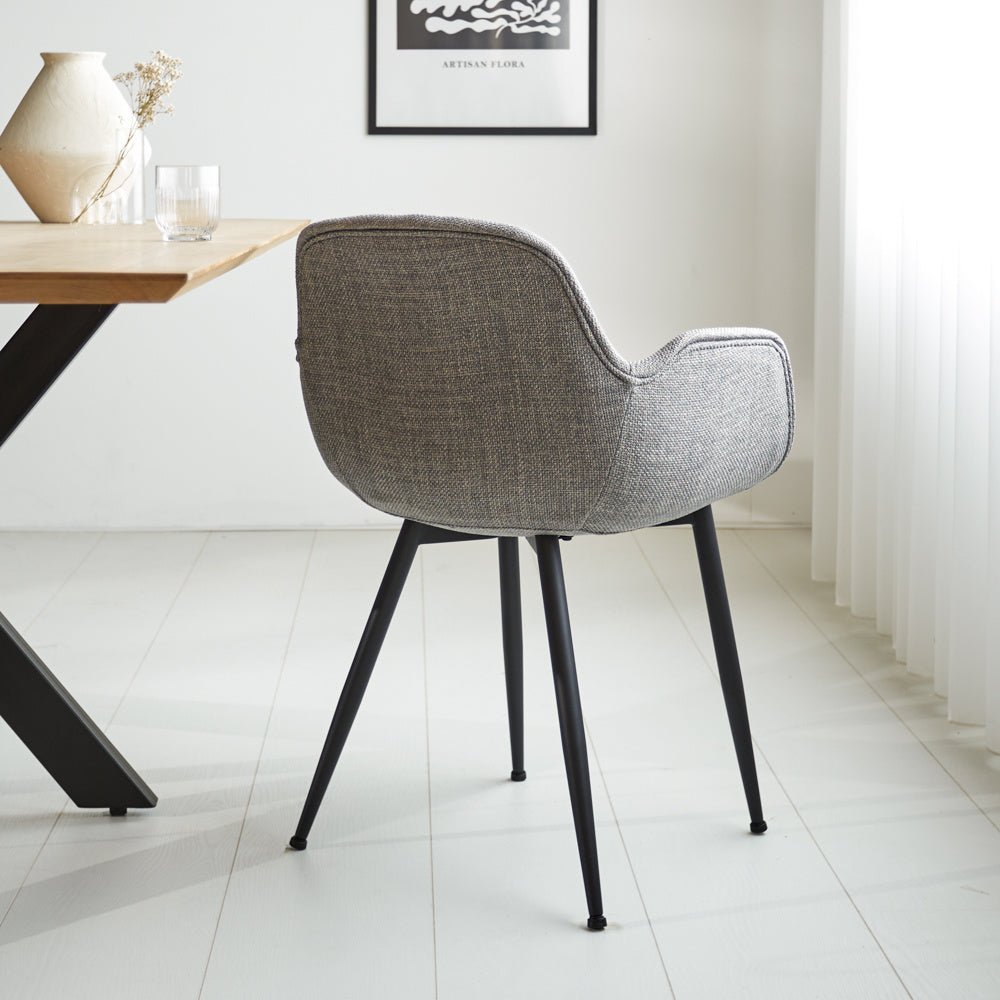 Dining room chair Mick Dimehouse Gray LxWxH 64x62x59 Fabric Atmospheric photo diagonal rear view