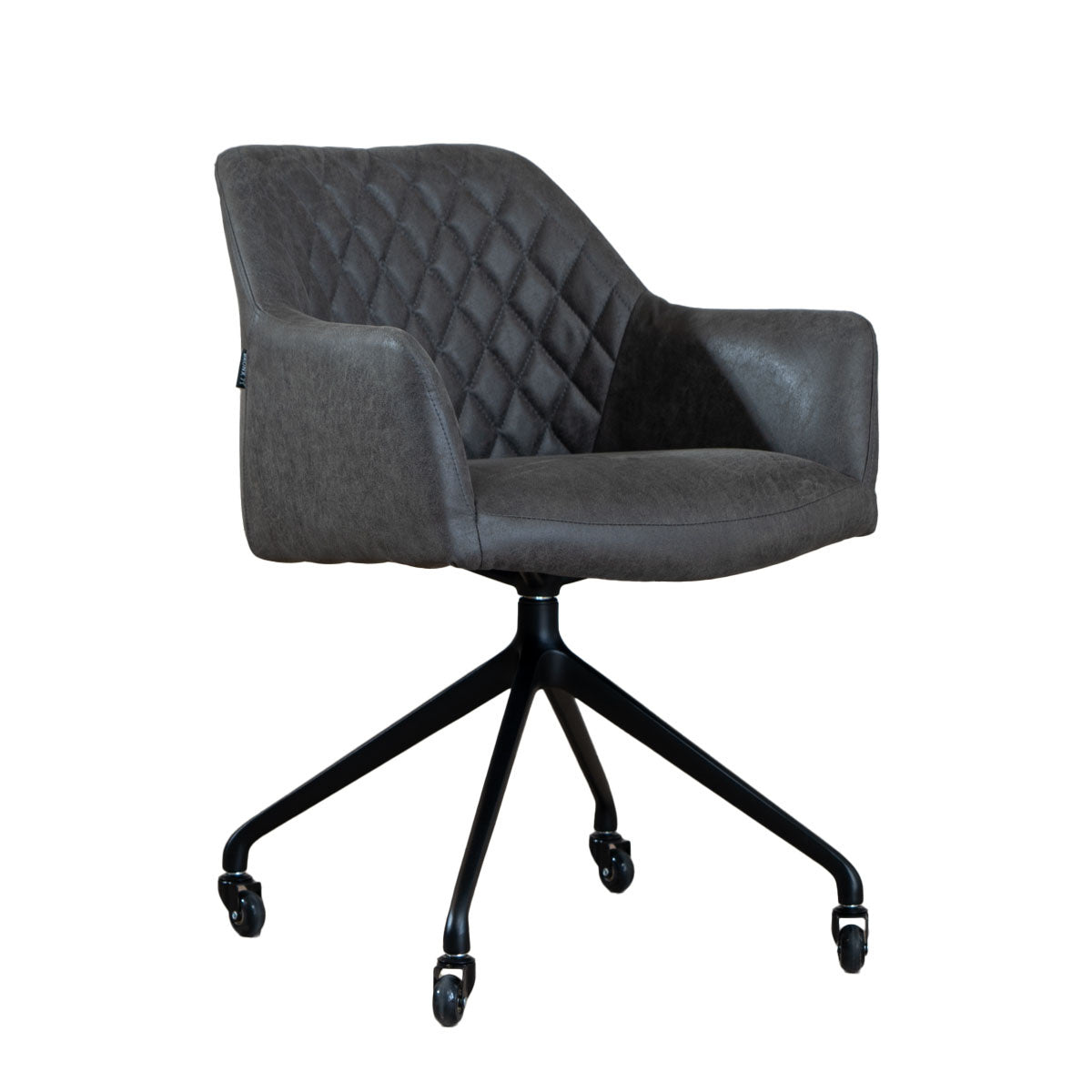 Dining room chair with wheels Levi anthracite eco-leather