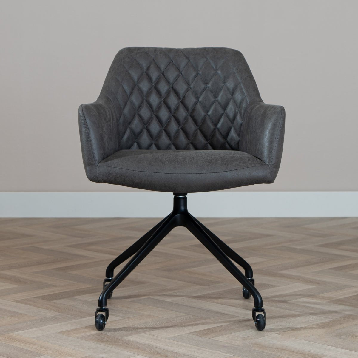 Dining room chair with wheels Levi anthracite eco-leather - image 2