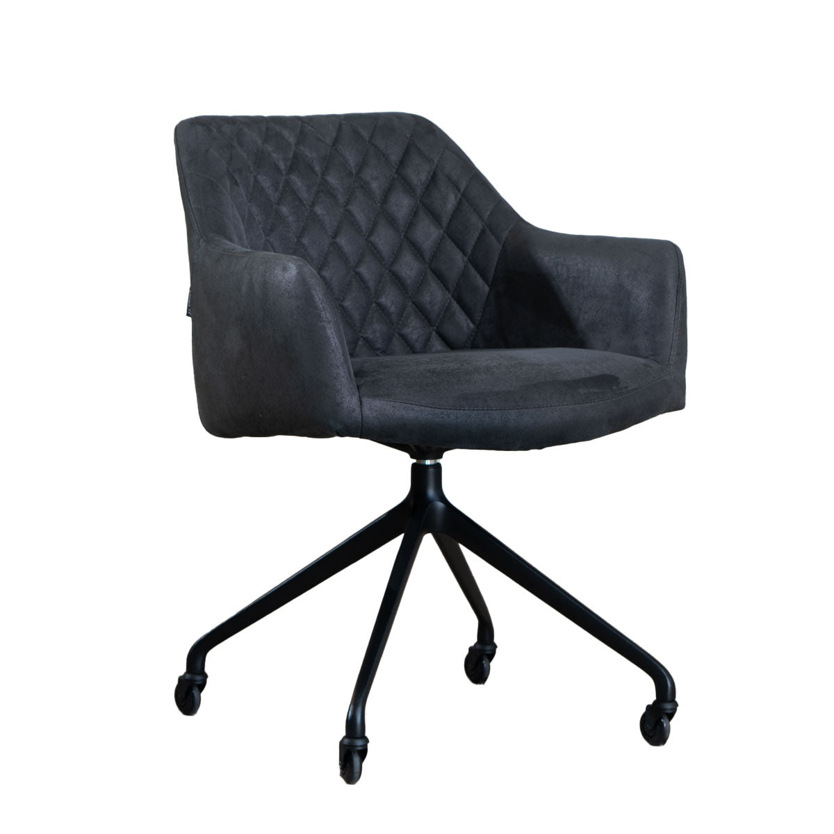 Dining room chair with wheels Levi black/anthracite eco-leather